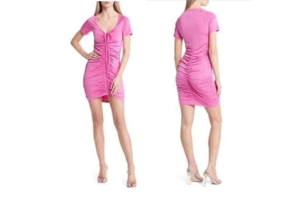 OPEN EDIT Ruched T-shirt Dress In Pink Rosebud, S